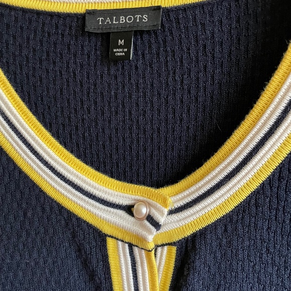 Talbots Women's Navy and Yellow Sweater - Picture 11 of 11